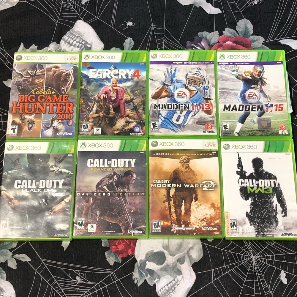 8 Xbox 360 game console lot madden 13 call of duty